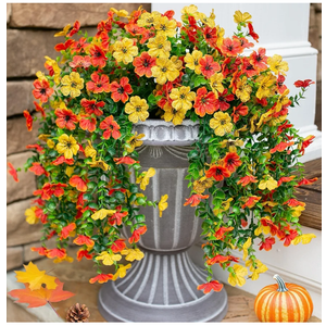 HyeFlora Artificial Flowers for Outdoors Decoration, 2Pcs Fake Hanging Spring Decor, Yellow and Orange Realistic Plants, UV & Fading Resistant Silk Flower for Porch Patio Balcony Planter Yard HyeFlora Artificial Flowers for Outdoors Decoration, 2Pcs Fake Hanging Spring Decor, Yellow and Orange Realistic Plants, UV & Fading Resistant Silk Flower for Porch Patio Balcony Planter Yard