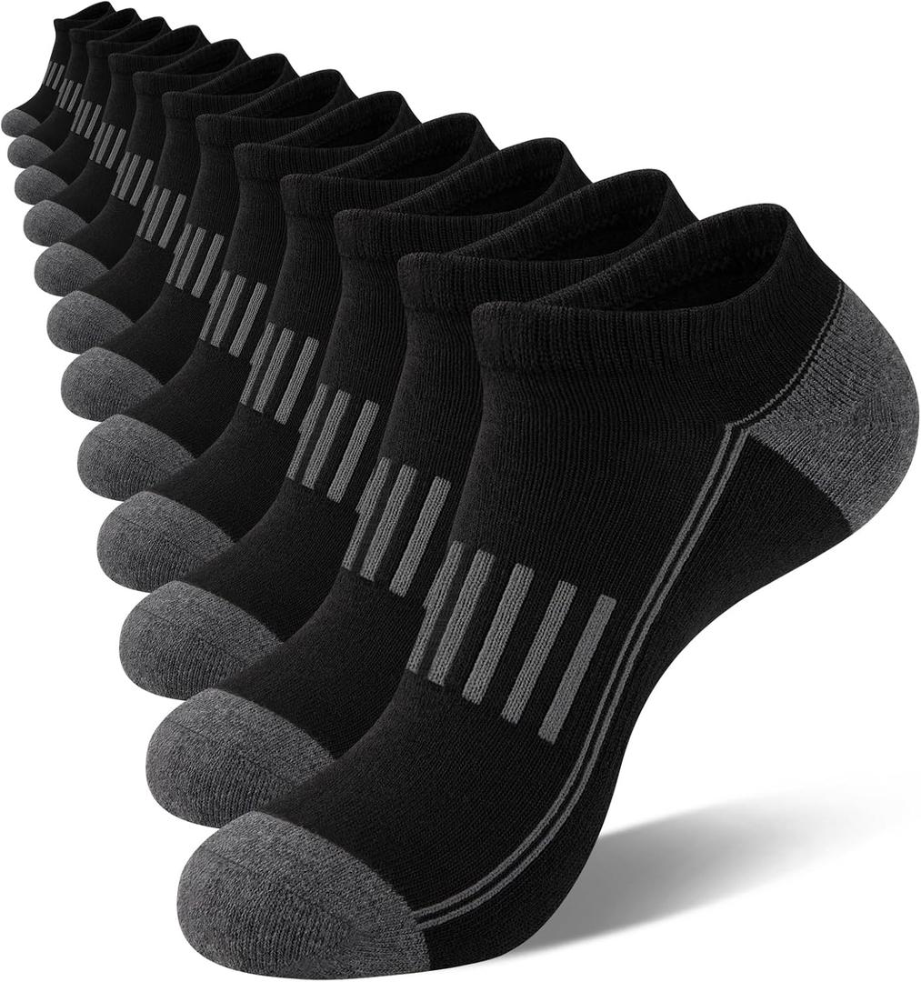 eallco 12 Pairs Mens Ankle Socks Athletic Running Low Cut Breathable Cushioned Comfort Casual Socks
