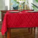 SASTYBALE Jacquard Christmas Tablecloth Flower Pattern Polyester Christmas Table Cloth Spill Proof Wrinkle Resistant Table Cover for Xmas Holiday Party Decor (Rectangle, 60" x 120" (10-12 Seats),Red)