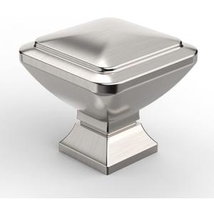 9BUILD 10 Pack 1.2 Inch Brushed Satin Nickel Cabinet Knobs - Square Kitchen Knobs for Cabinets and Dressers