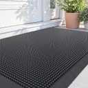 Front Door Mat Outside Entrance, 24" x 36" Heavy Duty Rubber Outdoor Mats Enlarged for Entryway, Welcome Matt Outdoor, Dirt Trapping Waterproof Exterior Entry Mats, All Weather Doormat Black