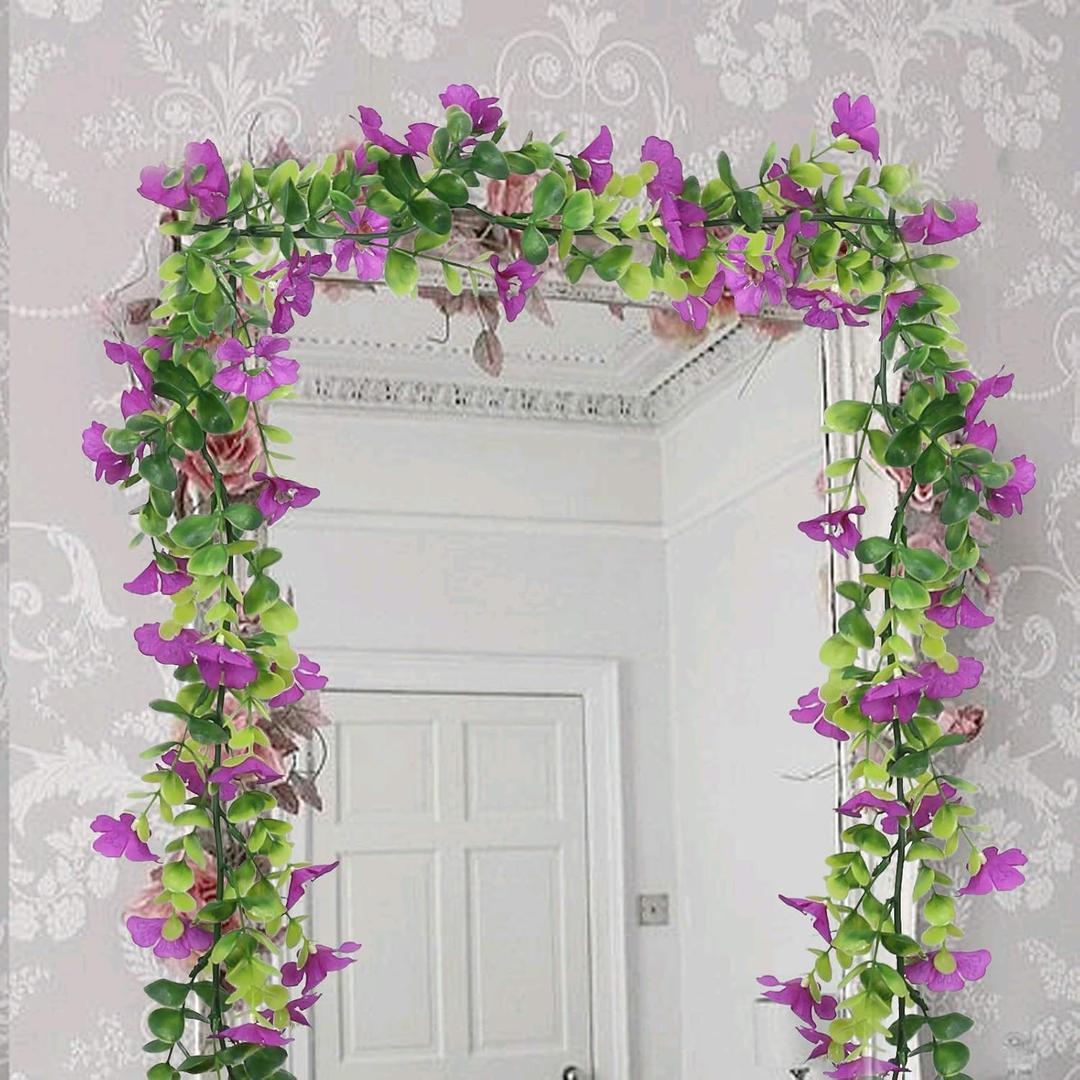 Fqueelvys 6PCS 7.55FT Bougainvillea Artificial Flowers Garland Faux Bougainvillea Silk Flowers Vines for Wedding Arch Wall Centerpieces Table Runner Decorations(Fuchsia)