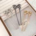 3 x 3PCS French Bow Twist Hair Pins for Women,Vintage U Shaped Black Silver Gold Metal Hair Forks for Long Thick Hair,2 Long Prong Chignon Hair Sticks for Bun,Large Cute Long Hairpins for Updos