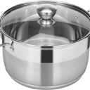 Ohtomber 8 Quart Stock Pot - Stainless Steel Large Cooking Induction Pot with Lid for Pasta, Soup, Spaghetti, Nonstick Thick Base Deep Stockpot, Kitchen Cookware for Stew, Simmer, Boiling, Canning