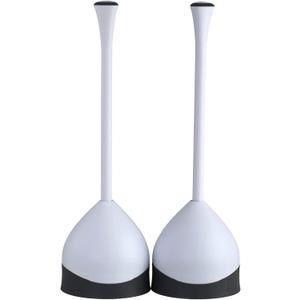 Clorox Toilet Plunger with Hideaway Caddy, Set of 2  for Bathroom Organization and Storage, Bathroom Accessories, Toilet Unclogger, with Holder, White