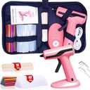 MONVICT Cordless Hot Glue Gun Kit, USB-C Rechargeable Mini Pink Glue Gun with 40 Pcs Premium Glue Sticks, 10 Pcs Craft sticks, Carrying Case, Smart Power-Off Hot Melt Glue Gun for DIY Craft Gift