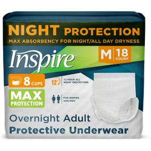 Inspire Adult Diapers Women or Men - MAX Absorbency | Our Most Absorbent and Dry, Incontinence Underwear for Women or Men | Leak Proof Diaper Overnight or Daytime for Heavy (Medium (18 Count))