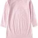 Girl's Stripes Nightgowns Cotton Sleep Shirts Sleepwear Princess Nightdress (6-7 Years, Pink-long)