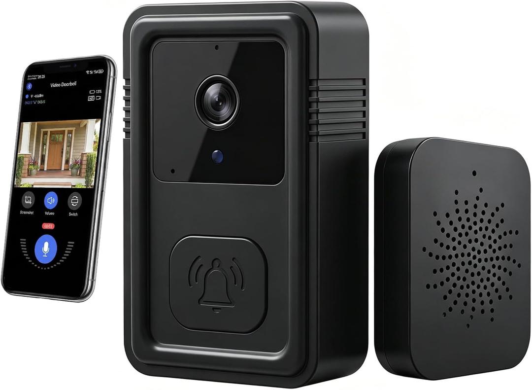 Video Doorbell Camera Wireless with Chime, Live View 2-Way Audio, Smart Ring Doorbell with HD Night Vision, Rechargeable Battery-Powered, 2.4GHz Wi-Fi Support, Cloud Storage, Advanced Home Security.