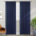 BGment Rod Pocket and Back Tab Blackout Curtains for Bedroom - Thermal Insulated Room Darkening Curtains for Living Room, 2 Window Curtain Panels (52 x 95 inch, Navy Blue)