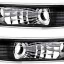 corkiauto Front Parking Turn Signal Light Replacement for 1999-2002 Chevy Silverado, 2000-2006 Tahoe & Suburban Replace OE# GM2520173 GM2521173, Tuning Style