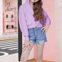 WULFUL Girls Casual Zipper up Sweatshirts Crop Jackets for Teens Purple (Purple)