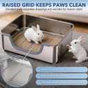 Large Rabbit Litter Box Stainless Steel Bunny Litter Box Sifting, Non-Chewable, Easy to Clean & Odor Control 17.2 x 13.4 x 5.9 inch