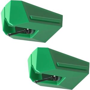 2 Pack Replacement Stylus for Audio-Technica AT-VM95E Cartridge, Needles Compatible with AT-LP120X, AT-LP3XBT, AT-LPW40, AT-LPW50, AT-LP5X & AT-LP8X Turntables (Green-2)