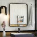 ISKM Black Framed Mirror for Wall 20"x 16", Bathroom Vanity Mirror Anti-Rust, Tempered Glass, Rounded Rectangle Mirror(Horizontal/Vertical)