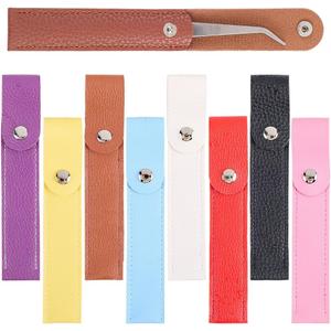 9 Colors PU Leather Empty Tweezers Pouch Cover Holder Bag Beauty Single Eyelash Tweezer Leather Protector Carry Bag Sleeve Pouch Travel Case for Portable Makeup Organizer