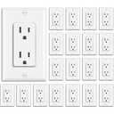 BESTTEN 20 Pack 15 Amp Decorator Wall Receptacle Outlet, Non-Tamper-Resistant, Wallplate Included, 15A/125V/1875W, UL Listed, White