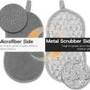 2 x Multi-Purpose Scrub Kitchen Sponges  12 Pack Dish Sponge, Dual-Sided Non-Scratch Microfiber & Metal Scrubber, Reusable Sponges for Dishes, Pots, Glass, Sink, Stovetop & Bathroom (Silver)