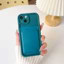 Lovmooful Compatible for iPhone 14 Case Cute Color Card Holder Design for Girls Women Soft TPU More Shockproof Protective Girly for iPhone 14 Case-Deep Blue