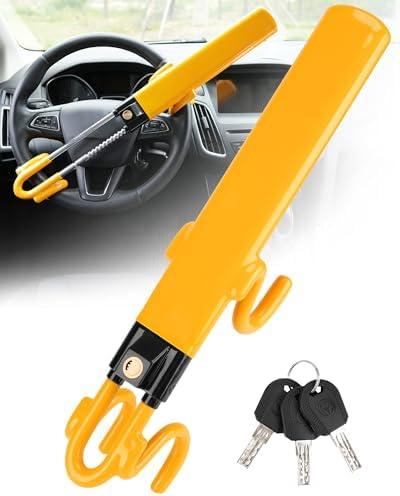 Amazon.com: Tevlaphee Steering Wheel Lock - Heavy Duty Antitheft Device and Car Security Lock with Adjustable Locking and 3 Keys - Great Vehicle and Truck Deterrent (Yellow) : Automotive