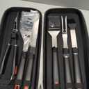 Grilling Accessories Set Spatula Fork Cleaning Brush Food Tongs Carving Knife Basting Brush Durable Stainless Steel BBQ Grill Tools with Extra Thick Storage Case BBQ Accessories Grill Set