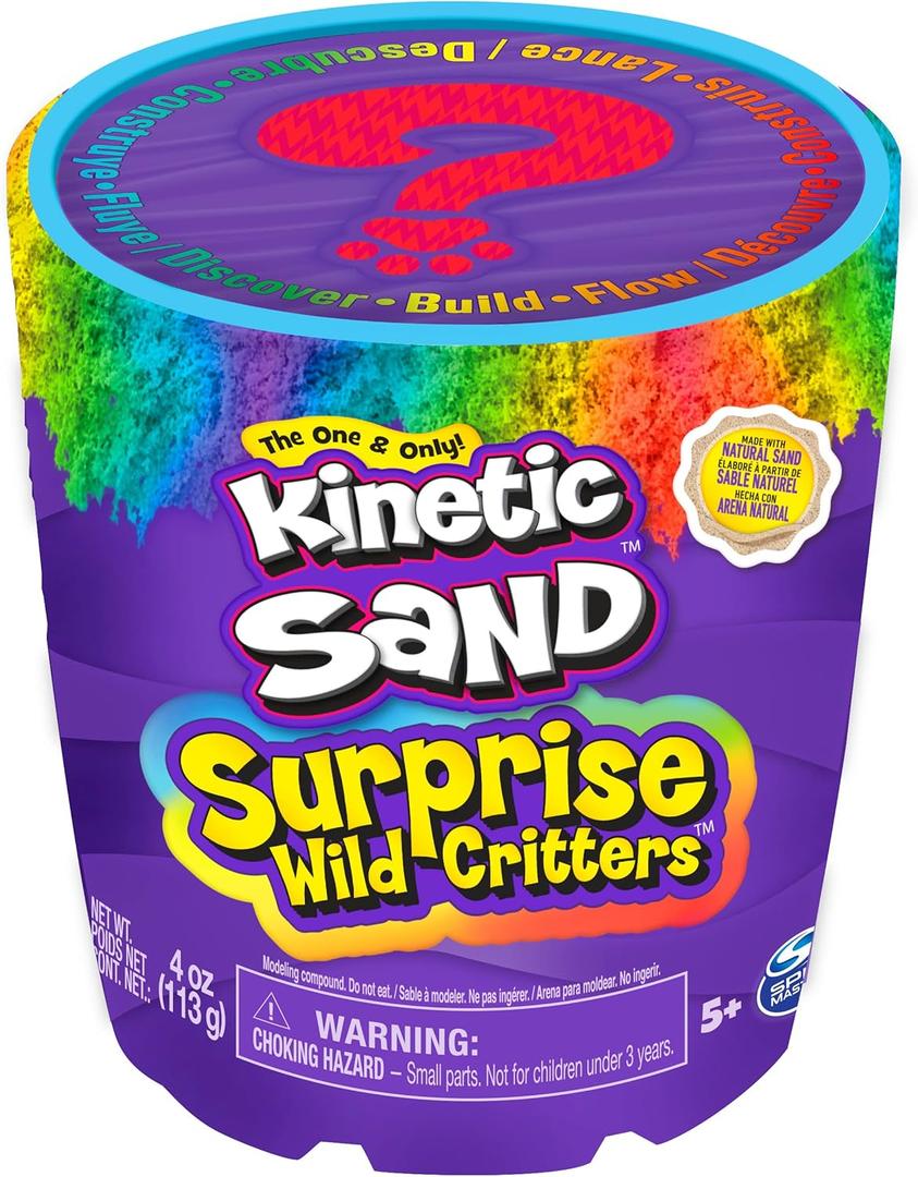 Kinetic Sand Surprise - 113 g Coloured Magic from Sweden with Animal Figure and Accessories for Creative Indoor Sand Game, for Children from 3 Years