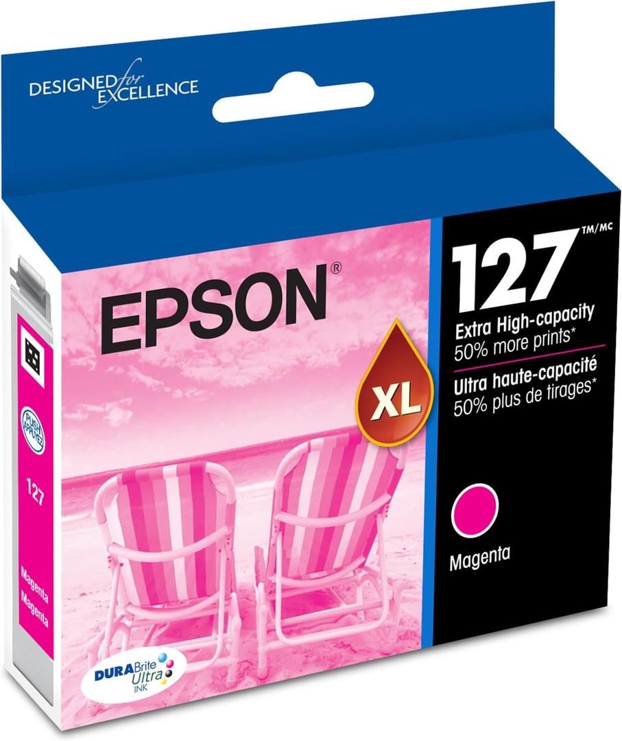 EPSON 127 DURABrite Ultra Ink Magenta Cartridge For NX-530, 625, WF-3520, 3530, 3540, 545, 60, 630, 633, 635, 645, 7010, 7510, 7520, 840, 845