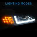 for 1992-1995 Honda Civic Coupe Hatchback Front Right Left Headlights w/LED DRL Assembly Black Housing
