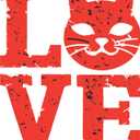 Love L O V E Cute Cat Cat Lovers Kids Room Bedroom Wall Decal Wall Dcor Vinyl Sticker Size: 26 x 26