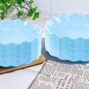 LIYH 20 Pcs 10 Inch Light Blue Plastic Plates Reusable - Unbreakable Scalloped Dinner Plates for Baby Shower Party Outdoor Picnics Dishwasher Safe BPA Free