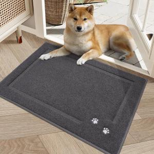 BEQHAUSE Dog Door Mat for Muddy Paws 20"x32" Dirt Trapper Absorbent Doormat Non Slip Entryway Rugs Washable Stain Resistant Welcome Floor Mat Soft Low-Profile for Front Back Door, Dark Grey (1'8" x 2'8" (Rectangular))