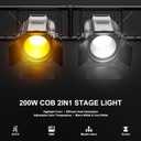 Stage Lights with Barn Doors, 200W COB LED Par Can Lights Spotlights, 2 in 1 Cool White & Warm White DMX512 Sound Activated Uplights for Events Parties Wedding Theater Church Concert Dance