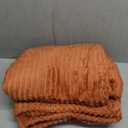 Vessia Flannel Fleece Twin Size Blanket for Bed,Couch,Sofa(60x80inch), 300GSM Microfiber Burnt Orange Striped Bed Blanket for Adults, Super Soft Warm Cozy Lightweight Ribbed Decor for All-Season