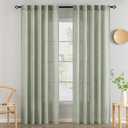 MIULEE Sage Linen Curtains 84 Inch Length 2 Panels for Bedroom Living Room,Green Soft Thick Linen Textured Window Drapes Semi Sheer Light Filtering Back Tab Rod Pocket Burlap Look Decor