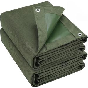 2 Pack Heavy Duty Canvas Tarp 6x8 ft  12oz (350 GSM) Water Resistant Cover, Reinforced Edges & Rustproof Aluminum Grommets  Outdoor Tarp for Camping, Firewood, Truck, Roof Protection