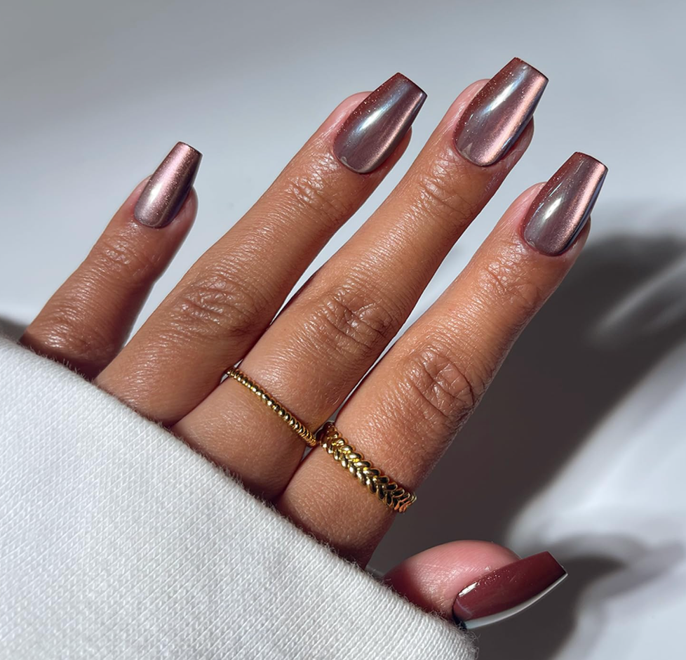 Glamnetic Press On Nails - Short Almond Fake Nails with Tropical 3D Nail Art | Salon Quality Vacation Nails | Sunset Tide |15 Sizes - 30 Nail Kit with Glue
