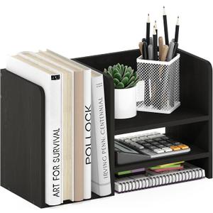 Furinno Hermite Wood Desktop Book and Home Office Supplies Storage Organizer, Espresso, 15.8-Inch
