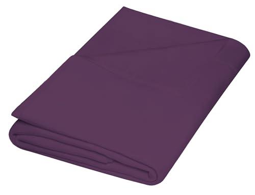 ZPECC King Flat Sheet Only 1 Pack, Durable Dark Purple Top Bed Sheets Hypoallergenic Soft Brushed Microfiber Color-Coded Label, 90"x102"