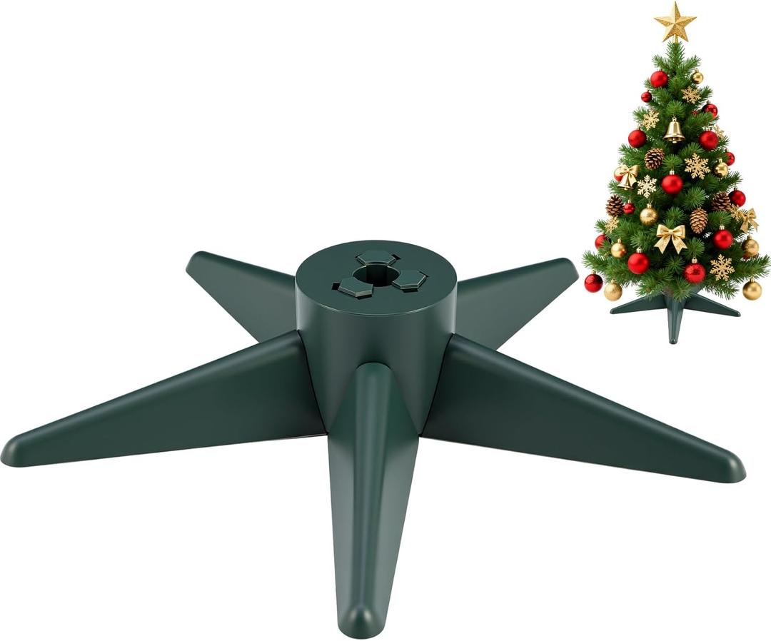 Huwena Christmas Tree Stand Plastic Xmas Tree Holder Base Supports up to 7ft, 50 Pounds Artificial Trees Adjustable Replacement Fits for 0.75/0.87/1.25 Inch Trunks Diameter for Christmas Decoration