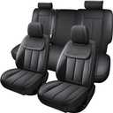Seat Covers for Truck Chevy Chevrolet Silverado GMC Sierra Pickup 2007-2026 1500 2500HD 3500HD Trail Boss Z71 Crew Double Extended Cab Waterproof Leather Protectors Black Full Set