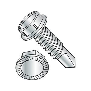 Small Parts 0808KWSMS Steel Self-Drilling Screw, Zinc Plated Finish, Serrated Hex Washer Head, Hex Drive, #2 Drill Point, #8-32 Thread Size, 1/2" Length (Pack of 100)