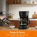 Electactic 5-Cup Drip Coffee Maker, a compact coffee machine with a digital clock and 24-hour programmable timer, featuring Auto Shut-Off, and a Removable Filter Basket for Home & Office-Deep Black