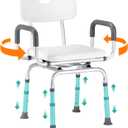 360 Degree Shower Chair Swivel, Portable Seat with Armrests and Back, Adjustable Height Seat for Bathtub (Small Swivel Seat)