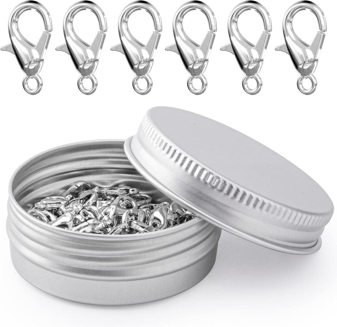 100PCS Lobster Clasps, Metal Alloy Small Lobster Claw Clasps, Weico Lobster Clip for Handmade Necklace, Bracelet Jewelry Making Accessories Fastener Hook(12mmx6mm, Nickel)