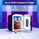 Antarctic Star Mini Fridge 4 Liter/6 Cans Portable Mini Compact Refrigerator with Gaming Light, for Bedroom,Car,Office and Dorm, Small Cooler for Cosmetics, Beverage and Food, Black