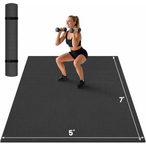 THAILE Large Exercise Mat, 7' x 5' x 6mm, Non-Slip Workout Mat for Home Gym