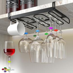 KitchenKlip Wine Glass Rack | Hanging Under Cabinet Holder for Stemware Storage