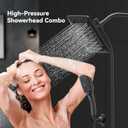 ELLO&ALLO Rain Shower Head with Handheld Spray, Rainfall Shower Head Combo with 60" Hose, Adjustable Dual Showerhead Set with 3-Way Diverter, Matte Black