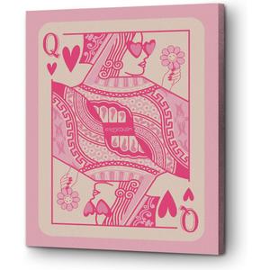 Retro Pink Preppy Girls Room Decor Trendy Funky Canvas Wall Art Aesthetic Poster Modern Cute Girly Paintings Wall Decor Artwork Print for Home Bedroom College Apartment Living Room 11.4x15in Framed (Pink Poker Q)