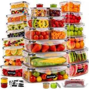 62PCS Thicker Food Storage Containers with Lids Airtight Leakproof, BPA Free Plastic Kitchen Food Storage Containers, Stackable Reusable Meal Prep Food Containers with Lids, Freezer Microwave Safe